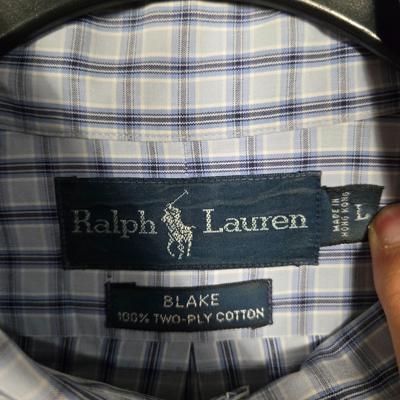 Ralph Lauren Blake shirt Large Plaid check‎ blue gray Long Sleeve button down - Picture 2 of 11